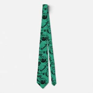 Psychedelic Cats and etc. PSYCAT01A. Green BG Neck Tie