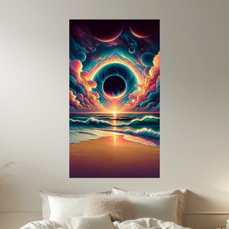 Psychedelic Celestial Sunset Beach Sublimation Poster