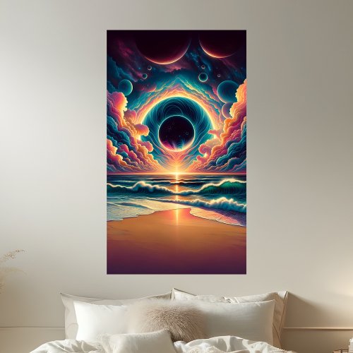 Psychedelic Celestial Sunset Beach Sublimation Poster