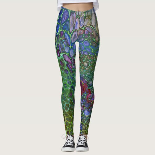 Psychedelic Cells leggings dark