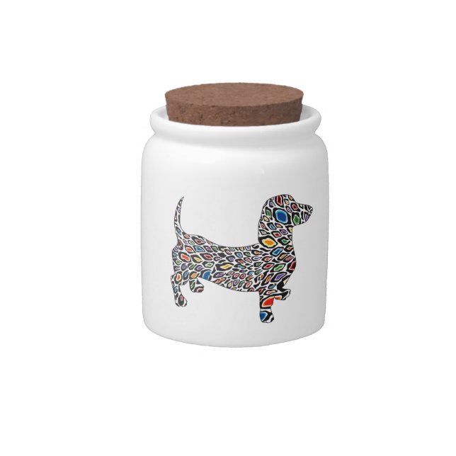Psychedelic Cheetah Doxie Candy Jar (Front)