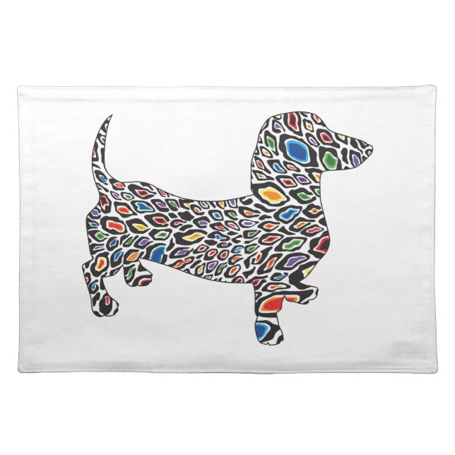 Psychedelic Cheetah Doxie Cloth Placemat (Front)