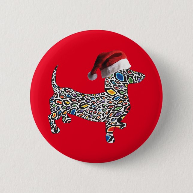Psychedelic-Cheetah-Doxie-Santa Button (Front)