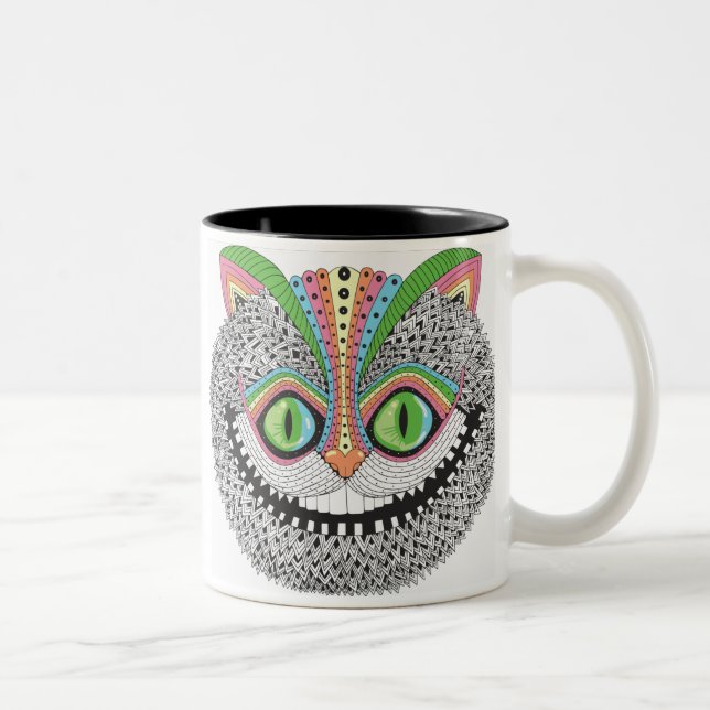 Psychedelic Cheshire Cat Two-Tone Coffee Mug (Right)
