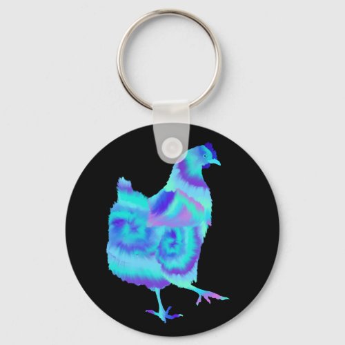 Psychedelic Chicken Dancing Funky Farm Hen Art Keychain