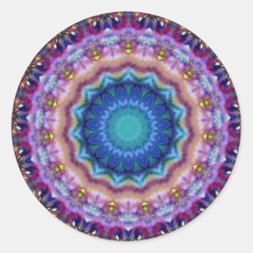 PSYCHEDELIC CIRCLES blue turquase pink violet Classic Round Sticker