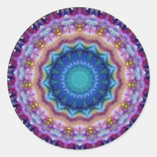 PSYCHEDELIC CIRCLES blue turquase pink violet Classic Round Sticker