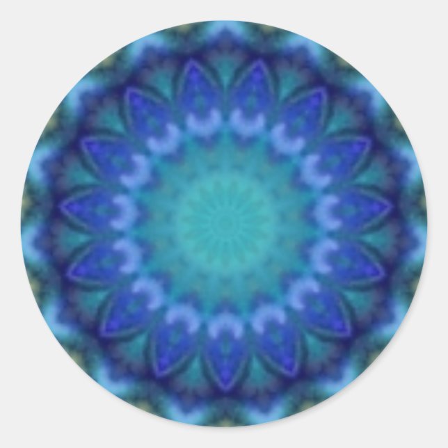 PSYCHEDELIC CIRCLES blue turquase pink violet Classic Round Sticker (Front)