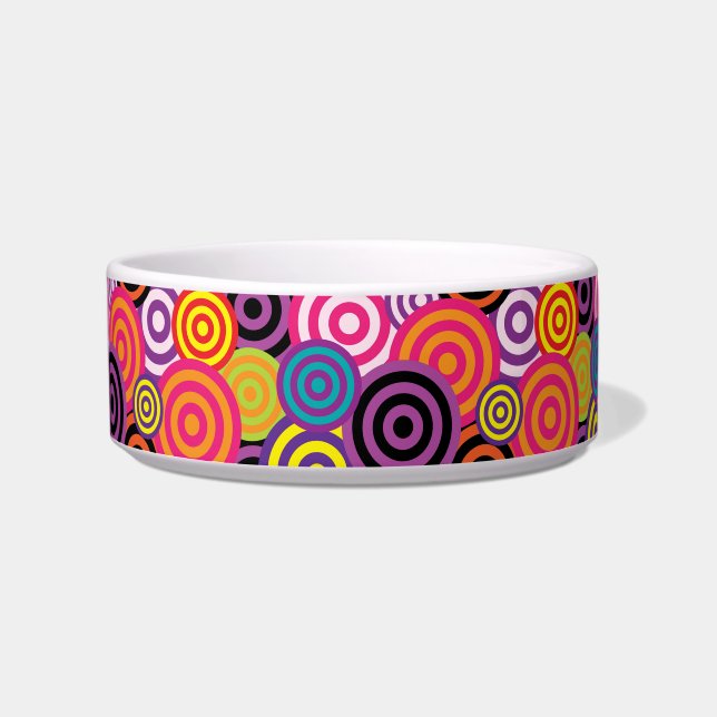 psychedelic circles cat food bowl (Front)