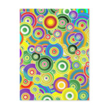 Psychedelic Circles of Colors - Cool Postcard