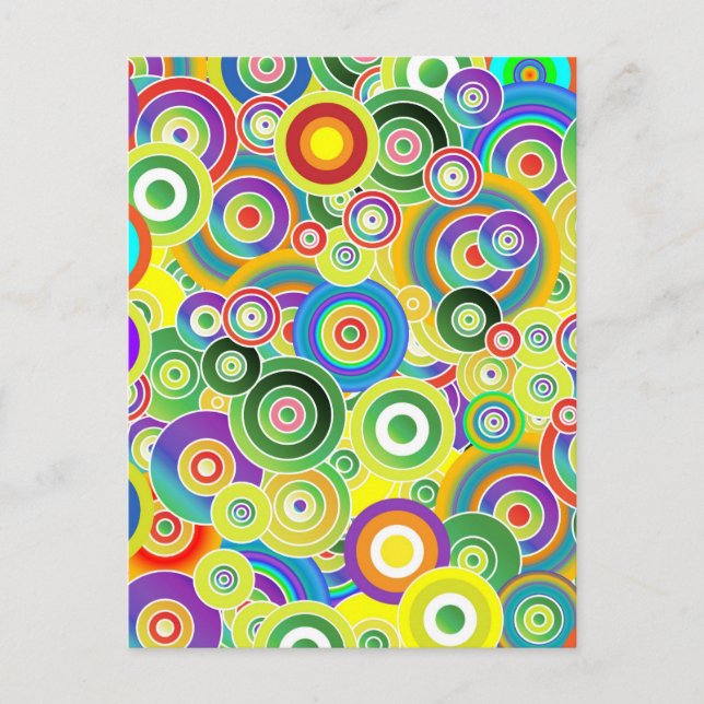 Psychedelic Circles of Colors - Cool Postcard (Front)