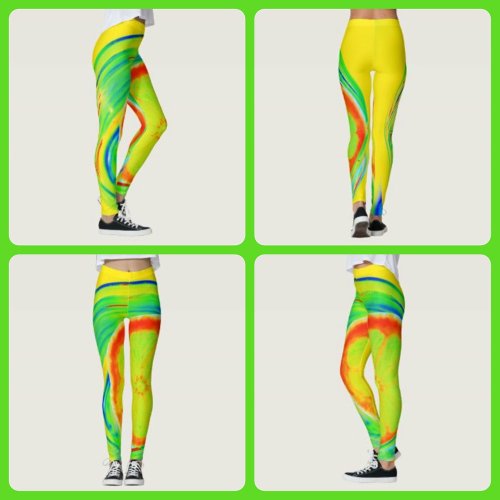 Psychedelic Citrus Bright Colorful Leggings