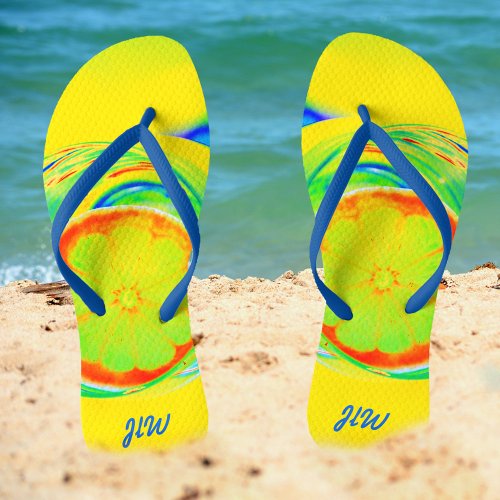 Psychedelic Citrus Bright Yellow Green Flip Flops