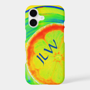 Psychedelic Citrus Pop Art with Initials iPhone 17 Case
