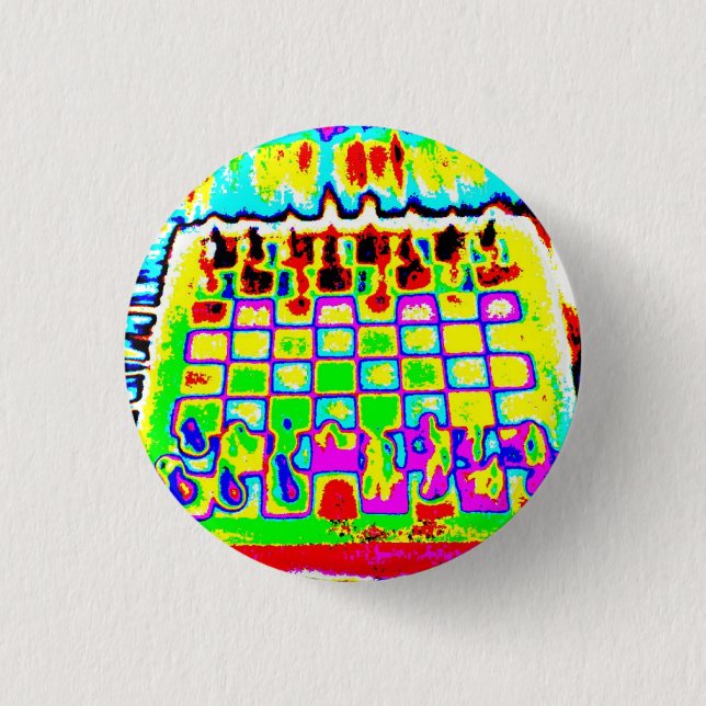 psychedelic color chessboard pin (Front)