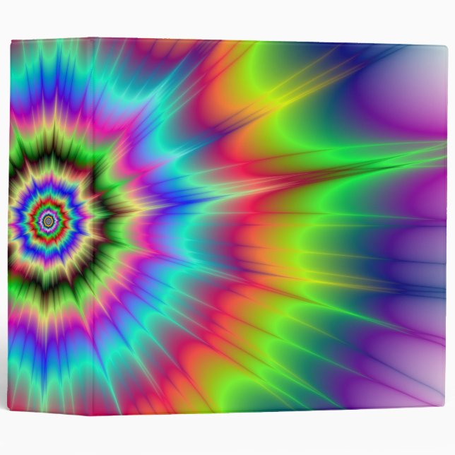 Psychedelic Color Explosion 3 Ring Binder (Front/Spine)