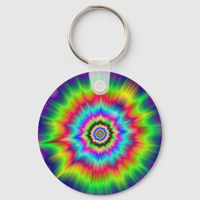 Psychedelic Color Explosion Keychain (Front)