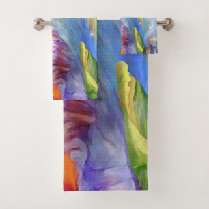Psychedelic color scheme bath towel set