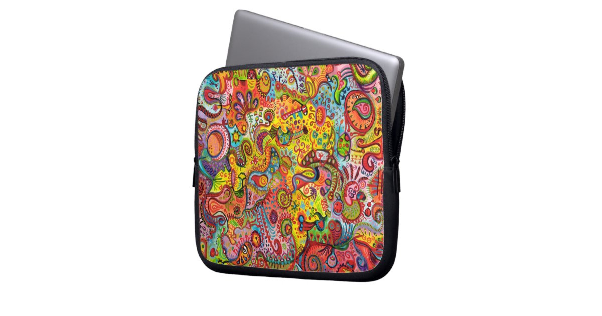 Psychedelic Colorful Abstract Laptop Sleeve | Zazzle