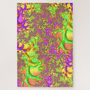 Psychedelic Colorful Acid Trip Abstract Fractal Jigsaw Puzzle