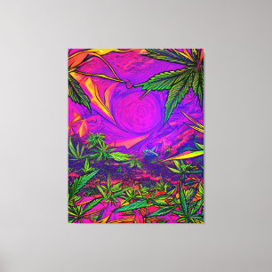 Psychedelic Colorful Field of Weed Canvas Print