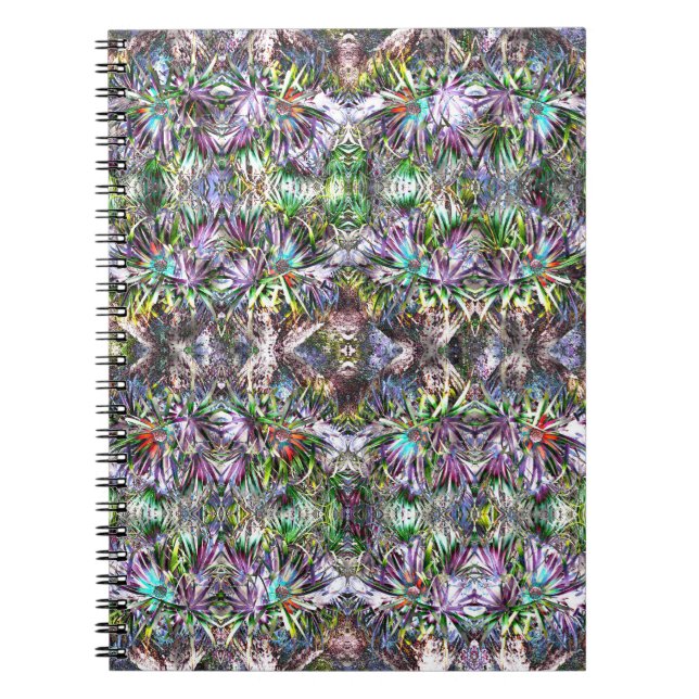 Psychedelic Colorful Flowers Pattern Notebook (Front)