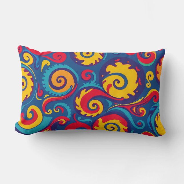 Psychedelic Colorful Geometric Pattern Lumbar Pillow (Front)