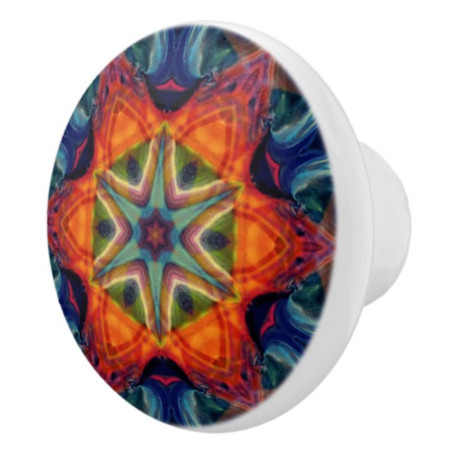 Psychedelic Colorful Kaleidoscope Pattern Ceramic Knob (Right)