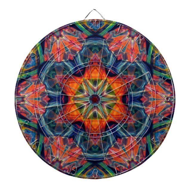 Psychedelic Colorful Kaleidoscope Pattern Dart Board (Front)