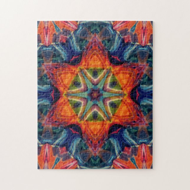 Psychedelic Colorful Kaleidoscope Pattern Jigsaw Puzzle (Vertical)