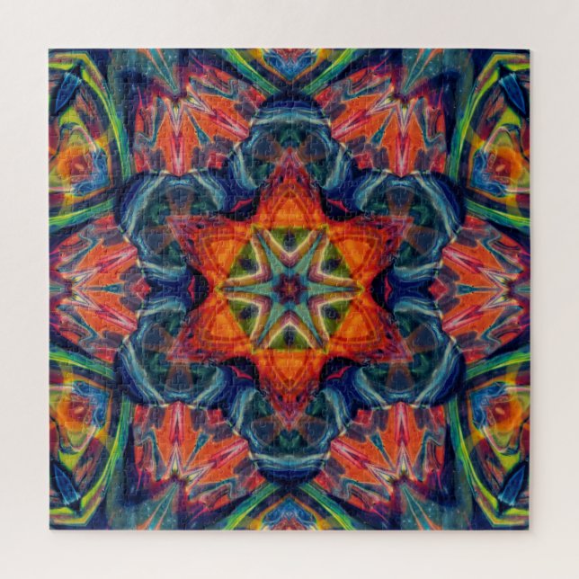 Psychedelic Colorful Kaleidoscope Pattern Jigsaw Puzzle (Vertical)
