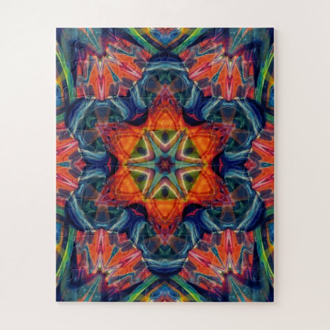 Psychedelic Colorful Kaleidoscope Pattern Jigsaw Puzzle (Vertical)