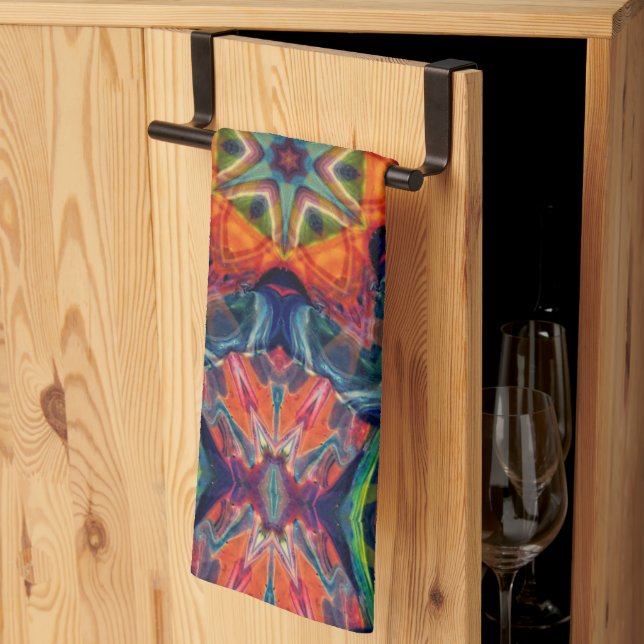 Psychedelic Colorful Kaleidoscope Pattern Kitchen Towel (Thirds Fold)