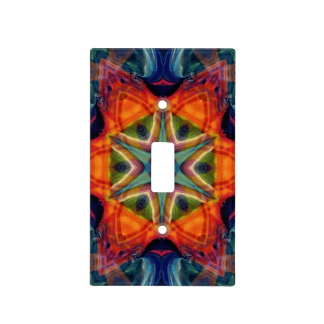 Psychedelic Colorful Kaleidoscope Pattern Light Switch Cover (Front)