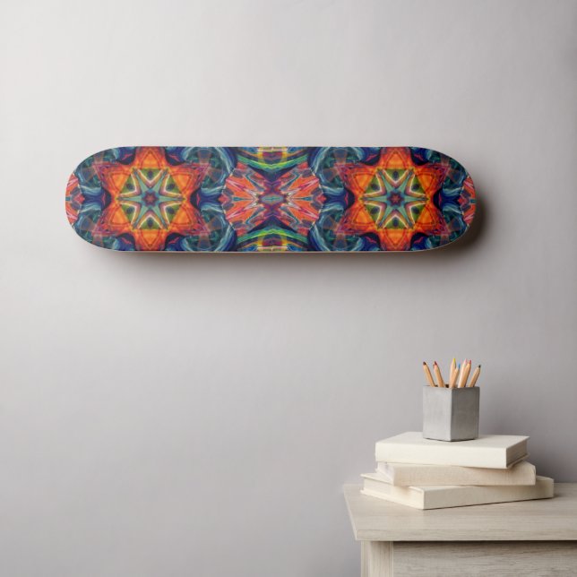 Psychedelic Colorful Kaleidoscope Pattern Skateboard (Wall Art (Horz))