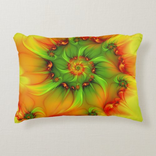 Psychedelic Colorful Modern Abstract Fractal Art Accent Pillow