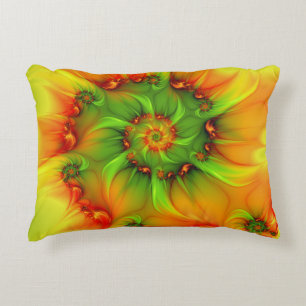 Psychedelic Colorful Modern Abstract Fractal Art Accent Pillow