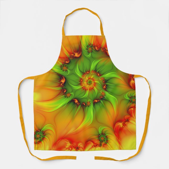 Psychedelic Colorful Modern Abstract Fractal Art Apron (Front)