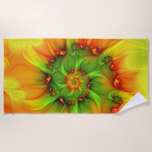 Psychedelic Colorful Modern Abstract Fractal Art Beach Towel