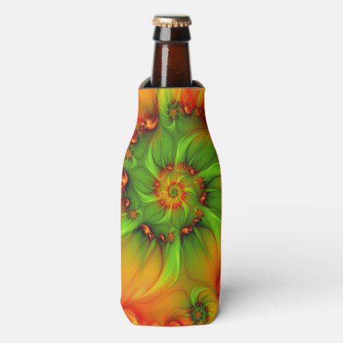 Psychedelic Colorful Modern Abstract Fractal Art Bottle Cooler