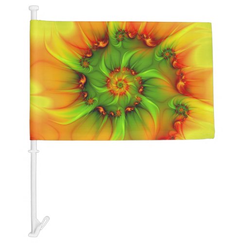 Psychedelic Colorful Modern Abstract Fractal Art Car Flag