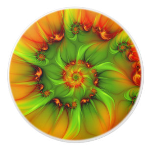 Psychedelic Colorful Modern Abstract Fractal Art Ceramic Knob
