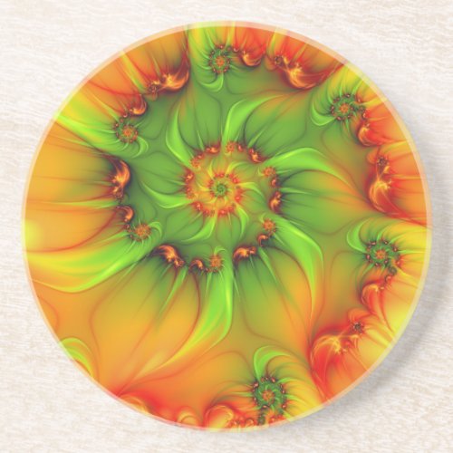 Psychedelic Colorful Modern Abstract Fractal Art Coaster