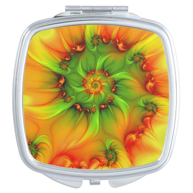 Psychedelic Colorful Modern Abstract Fractal Art Compact Mirror (Front)