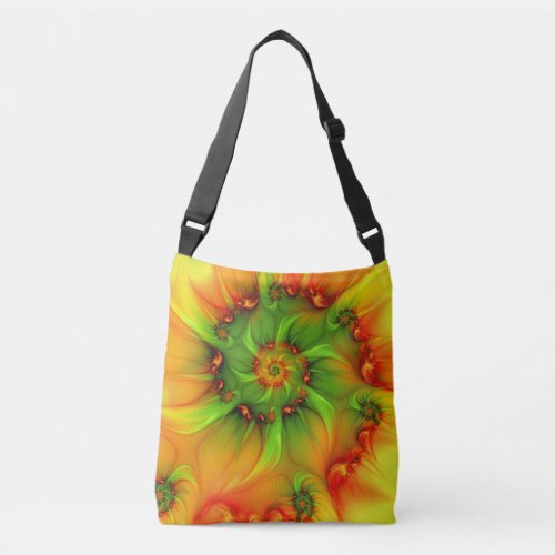 Psychedelic Colorful Modern Abstract Fractal Art Crossbody Bag