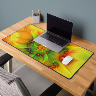 Psychedelic Colorful Modern Abstract Fractal Art Desk Mat