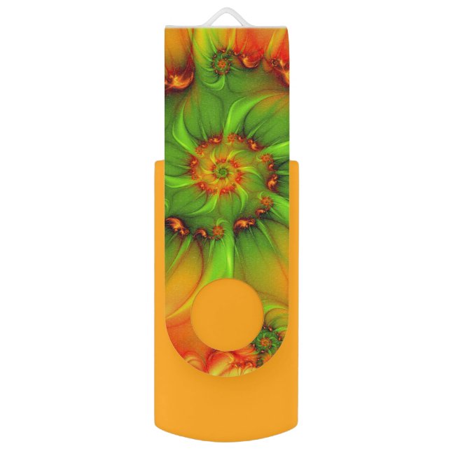 Psychedelic Colorful Modern Abstract Fractal Art Flash Drive (Front Vertical)