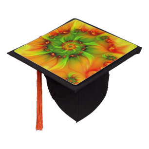 Psychedelic Colorful Modern Abstract Fractal Art Graduation Cap Topper