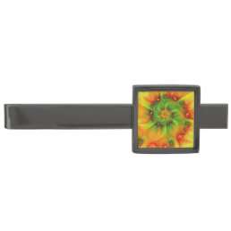 Psychedelic Colorful Modern Abstract Fractal Art Gunmetal Finish Tie Bar
