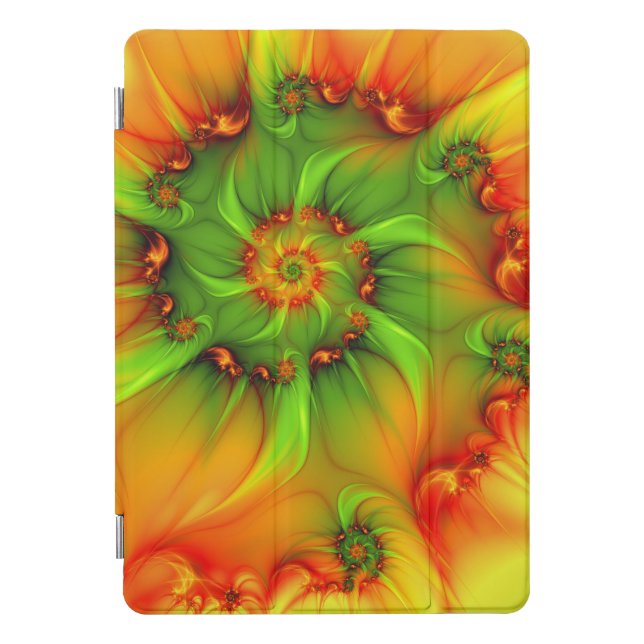 Psychedelic Colorful Modern Abstract Fractal Art iPad Pro Cover (Front)